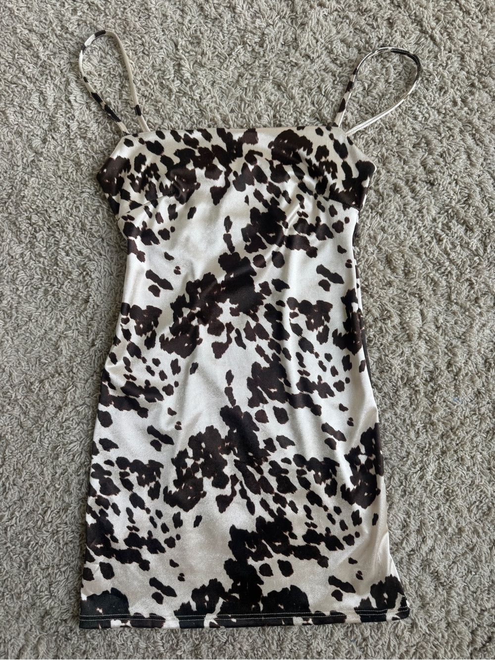Animal Print Mini Dress - White & Dark Brown